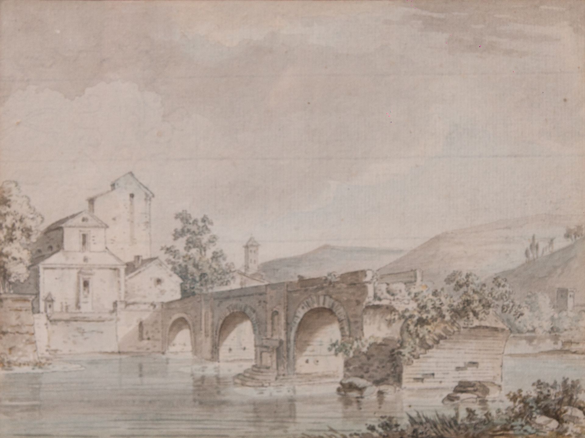 Null 归功于亚历克西斯-尼古拉-佩尼翁（南希1726-巴黎1782）。

景观与桥梁

水彩、钢笔和黑墨水

14 x 18 cm