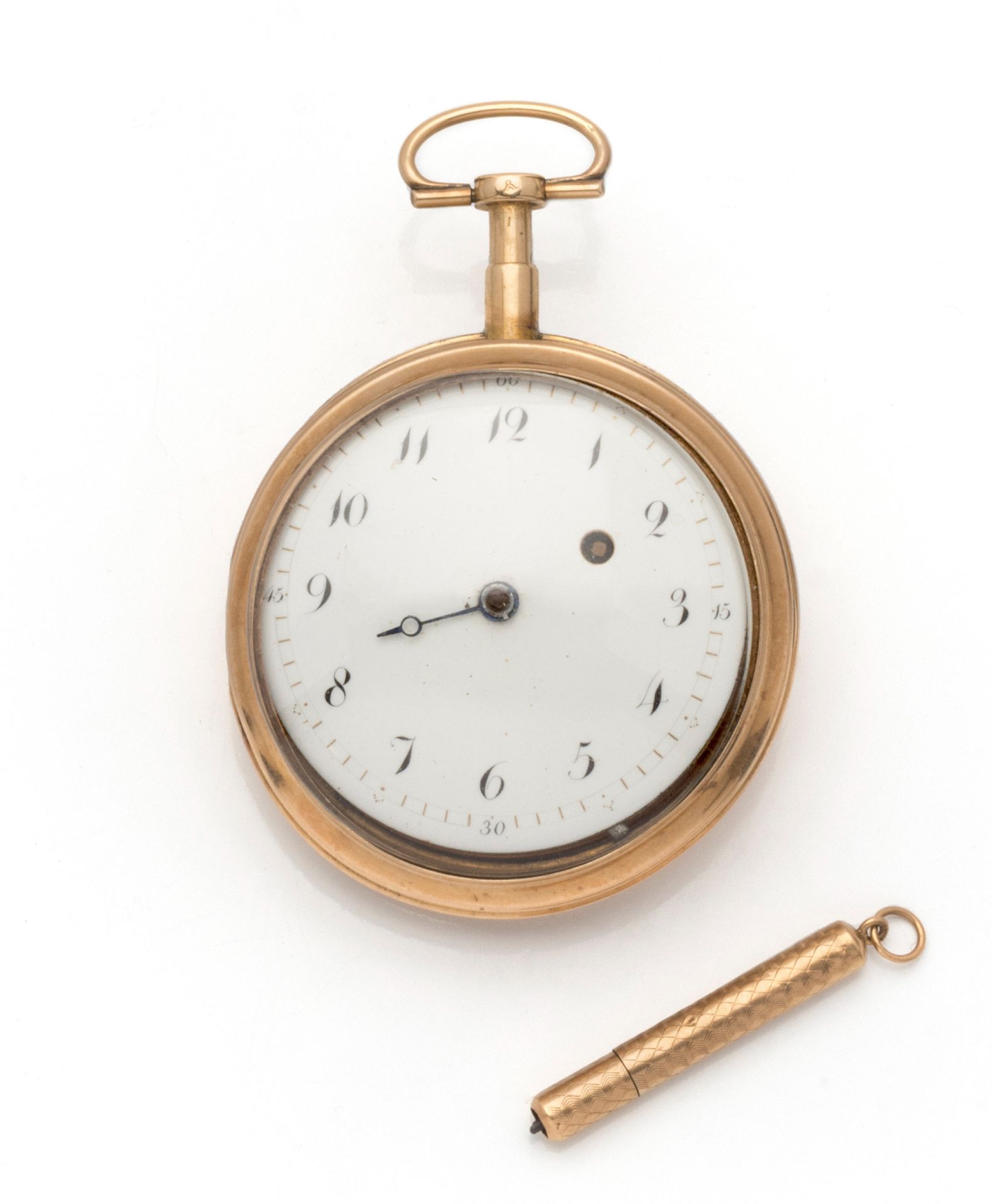 Null 弗朗索瓦-古耶在贝桑松

带18K金（千分之七十五）公鸡的手表，珐琅表盘上绘有阿拉伯数字，分钟轨道镀金，时针为蓝色的宝玑风格。黄金表壳18K（千分之七&hellip;