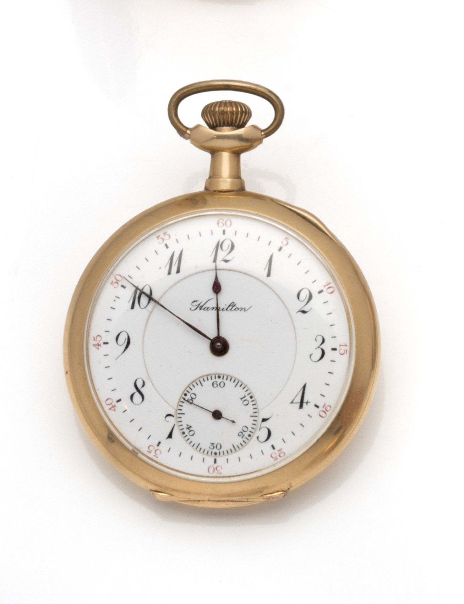 Null HAMILTON

Taschenuhr aus 14 Karat Gelbgold (585/1000) mit mechanischem Uhrw&hellip;