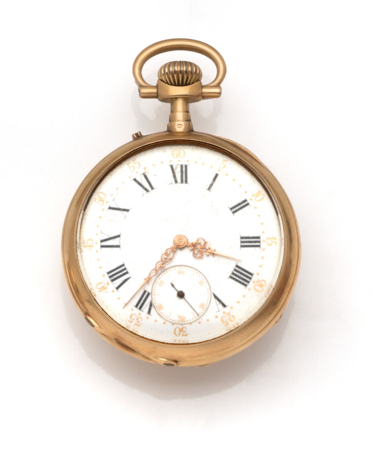Null 18K (750/1000) yellow gold pocket watch with mechanical movement, the back &hellip;