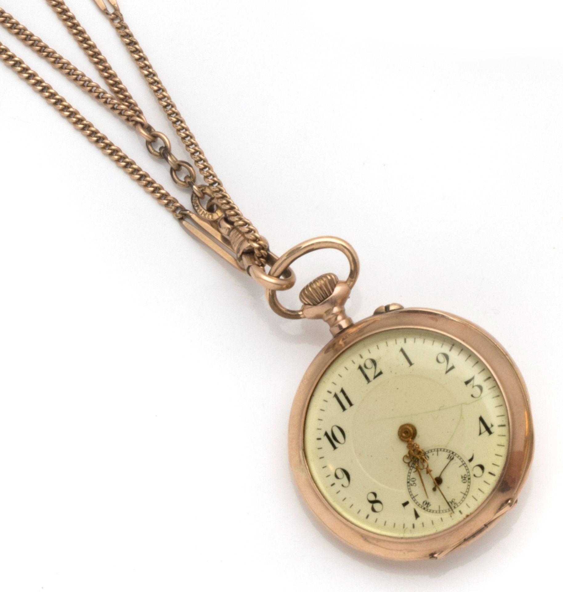Null Pocket watch in 14K yellow gold (585/1000) with mechanical movement.

White&hellip;
