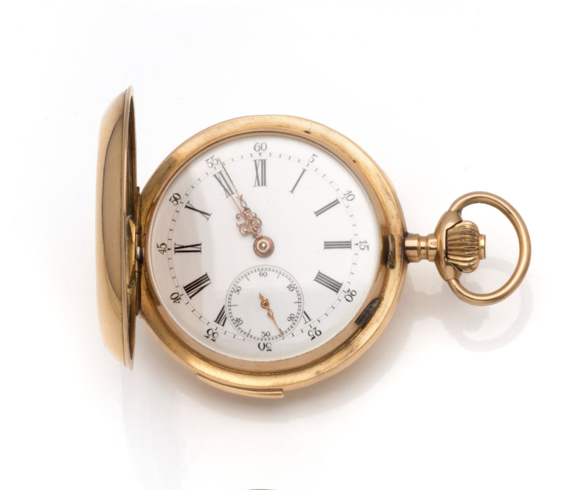 Null Taschenuhr aus 18 Karat Gelbgold (750/1000) mit mechanischem Uhrwerk, einfa&hellip;