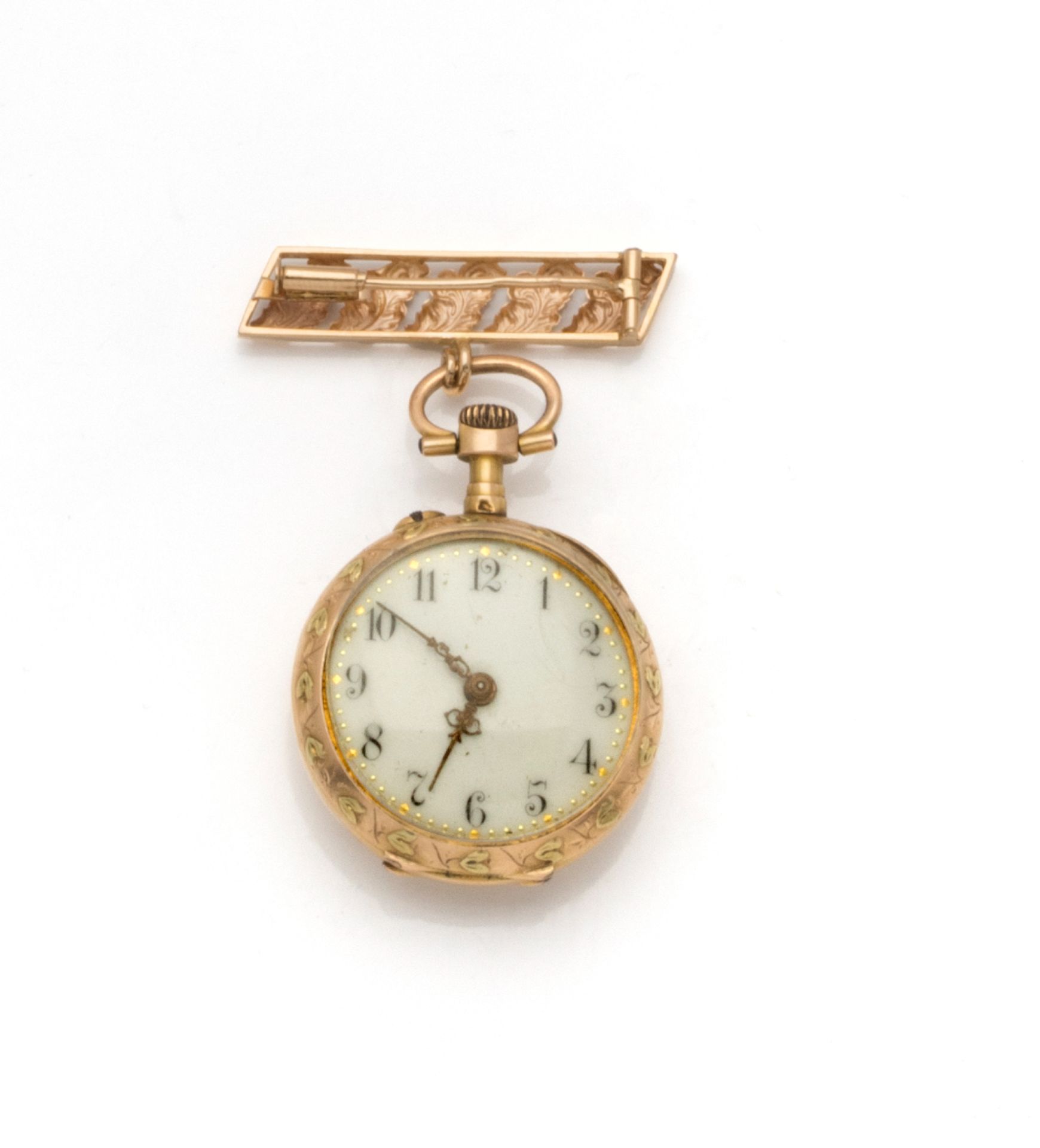 Null Kragenuhr aus 18 Karat Gelbgold (750/1000) mit mechanischem Uhrwerk, Lünett&hellip;