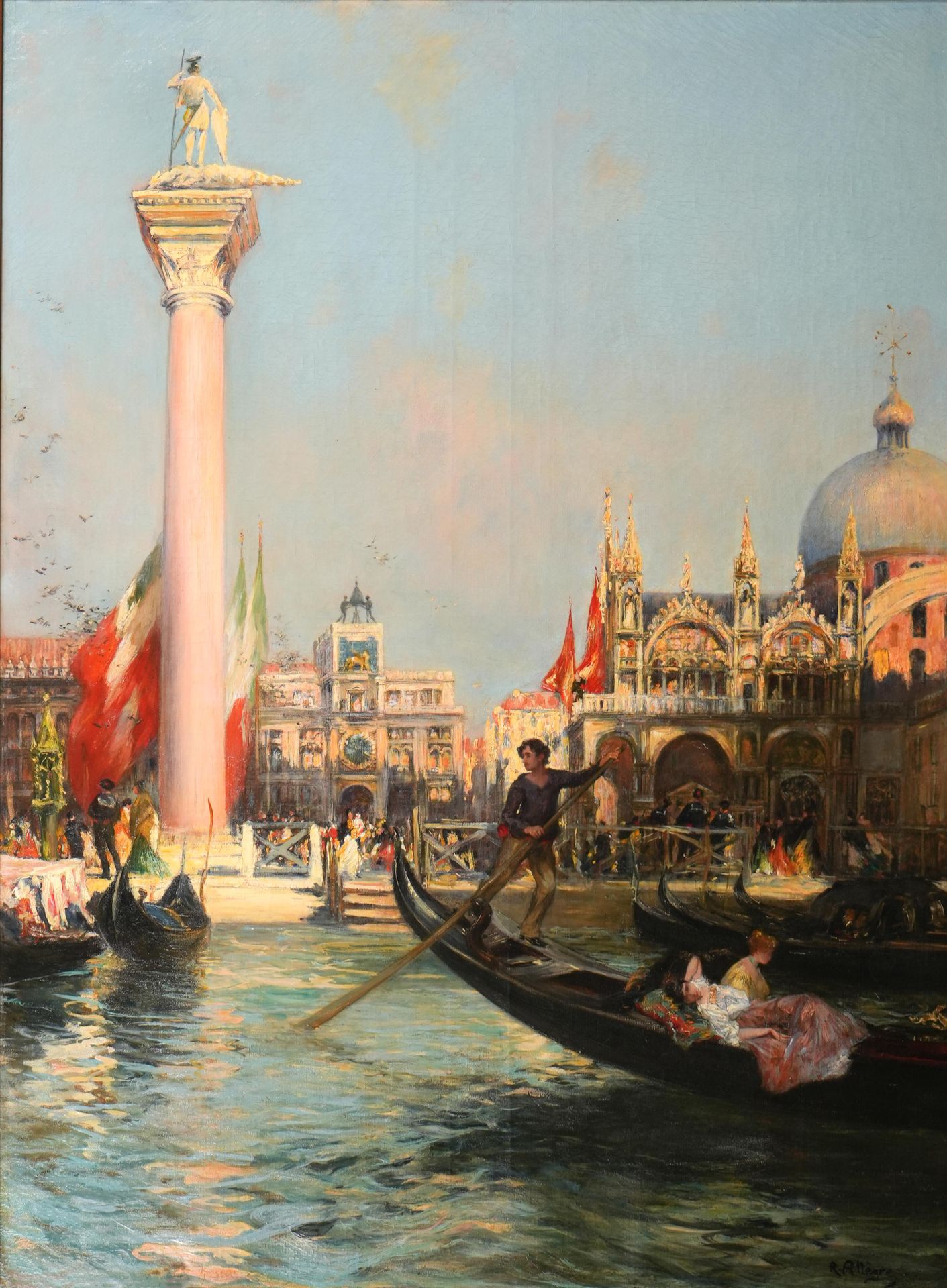 Null 雷蒙德-阿尔勒格(1857-1933)
圣马可广场，从聚会中返回，威尼斯
布面油画
右下方有签名
背面有标题
119 x 89 cm