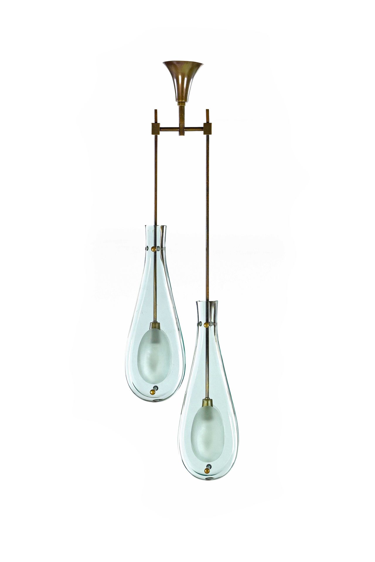 Max INGRAND (1908-1969) Hanging lamp called 2258 
Glass, brass
H. 102 cm.
Fontan&hellip;