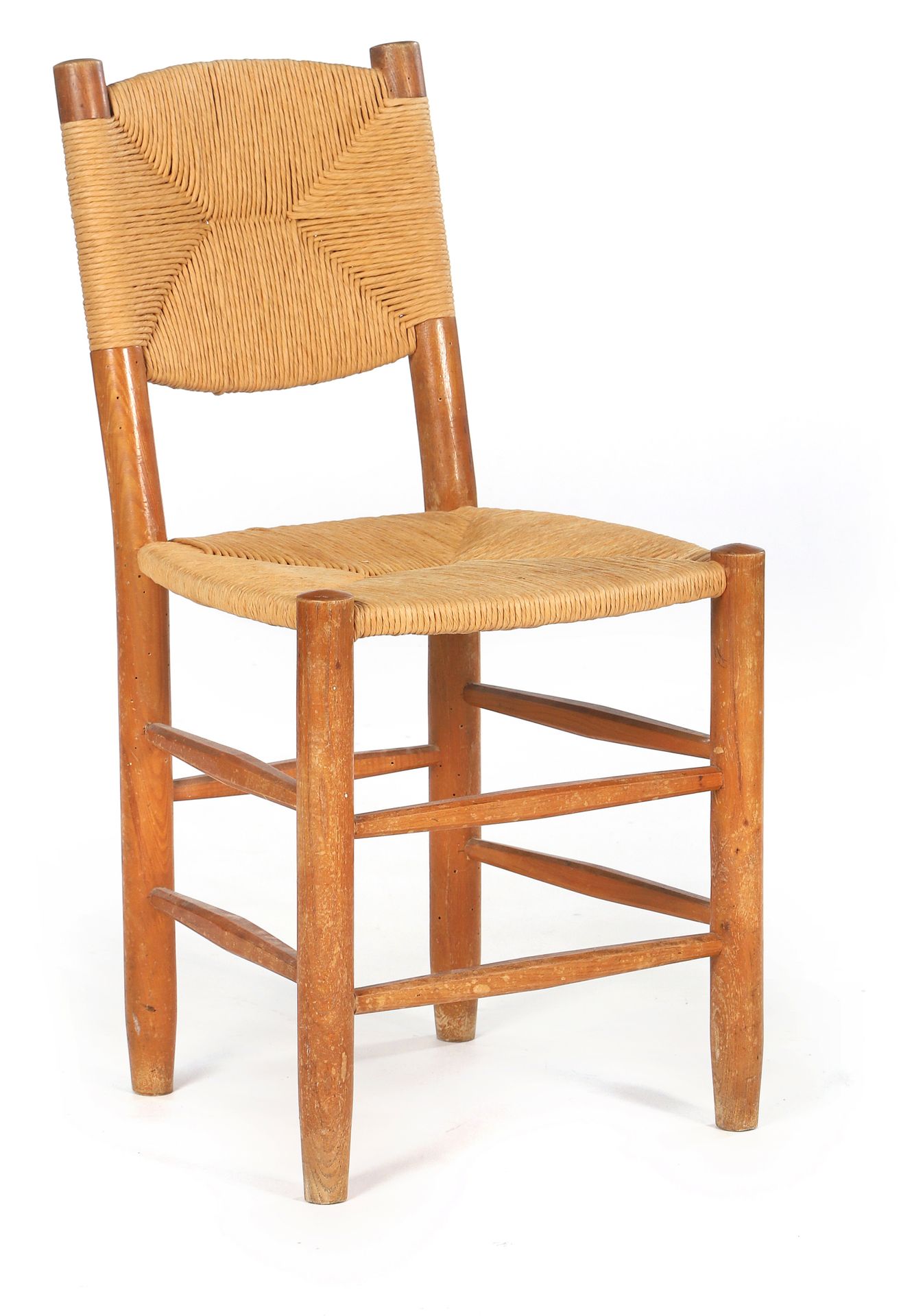 Charlotte PERRIAND (1903-1999) 夏洛特-佩里安(1903-1999) 椅子叫19号灰，稻草 83 x 43 x 38 cm。家用设&hellip;