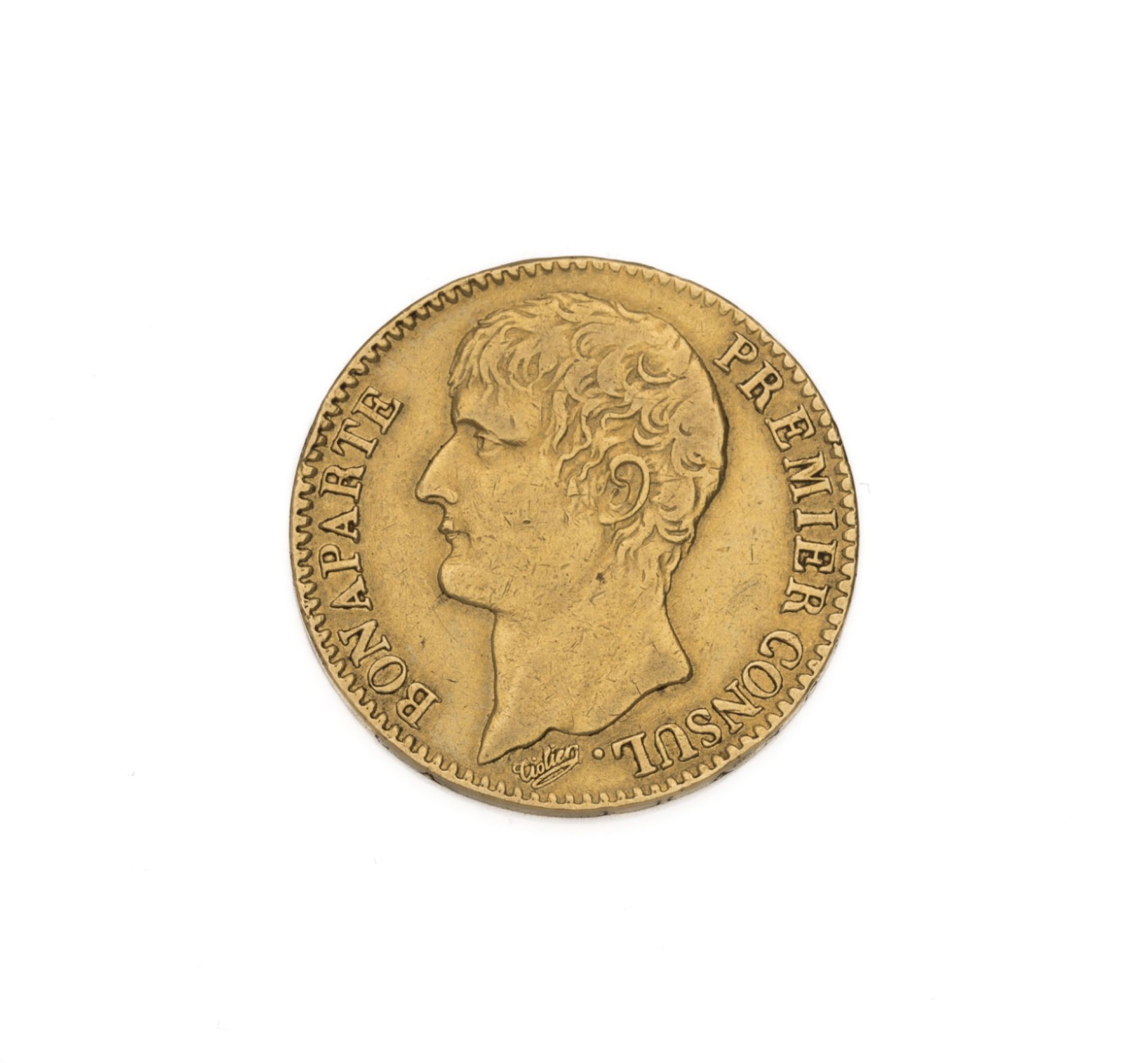 Null PRIMER CONSUL
40 francos de oro, Napoleón Bonaparte con la cabeza descubier&hellip;