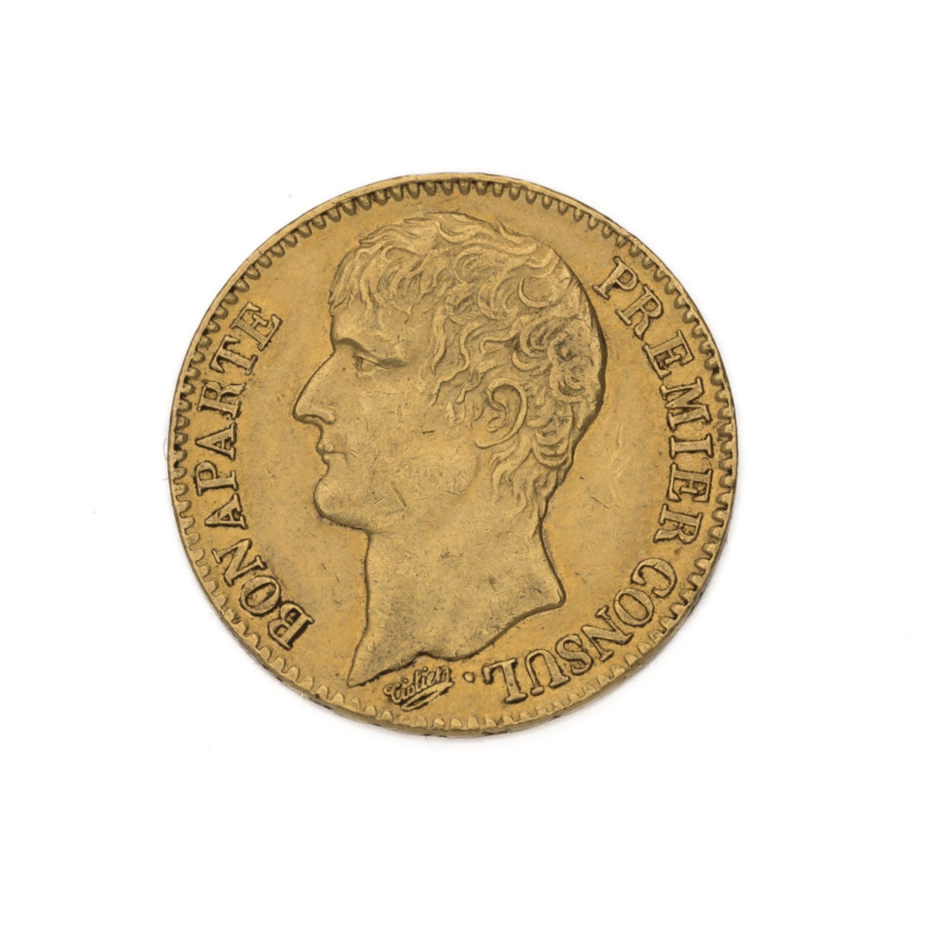 Null PREMIER CONSUL
40 francs or, Napoléon Bonaparte tête nue. An 12 A
Poids : 1&hellip;