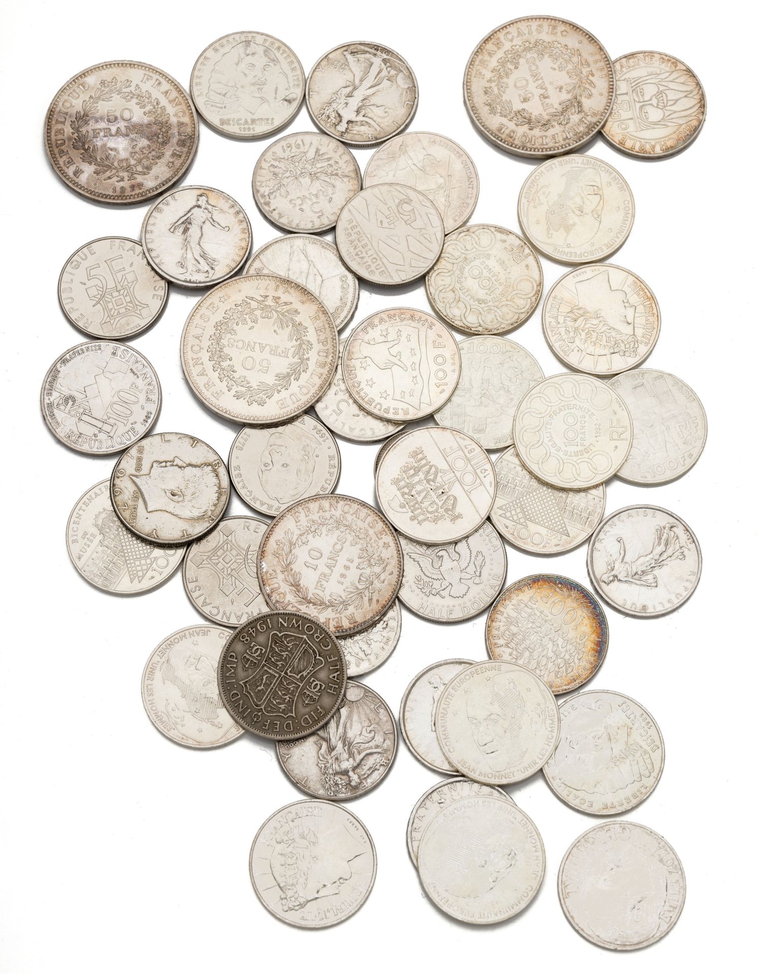 Null ARGENT - République Française
Ensemble de monnaies diverses comprenant : 
1&hellip;