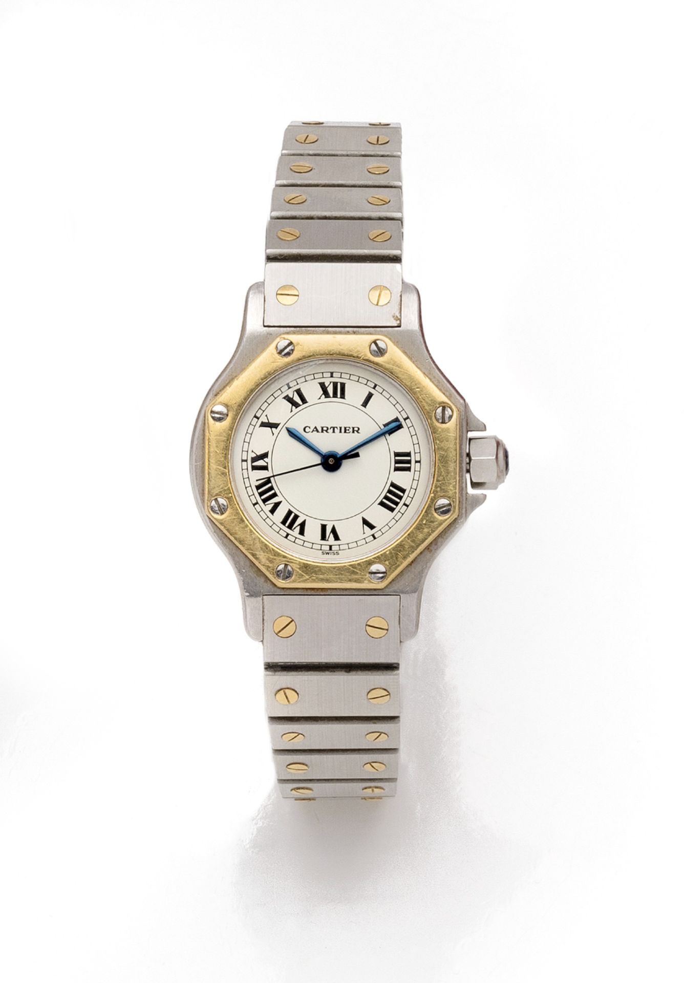 Null CARTIER SANTOS OCTAGON
Gold and steel wristwatch, white lacquered dial, bla&hellip;