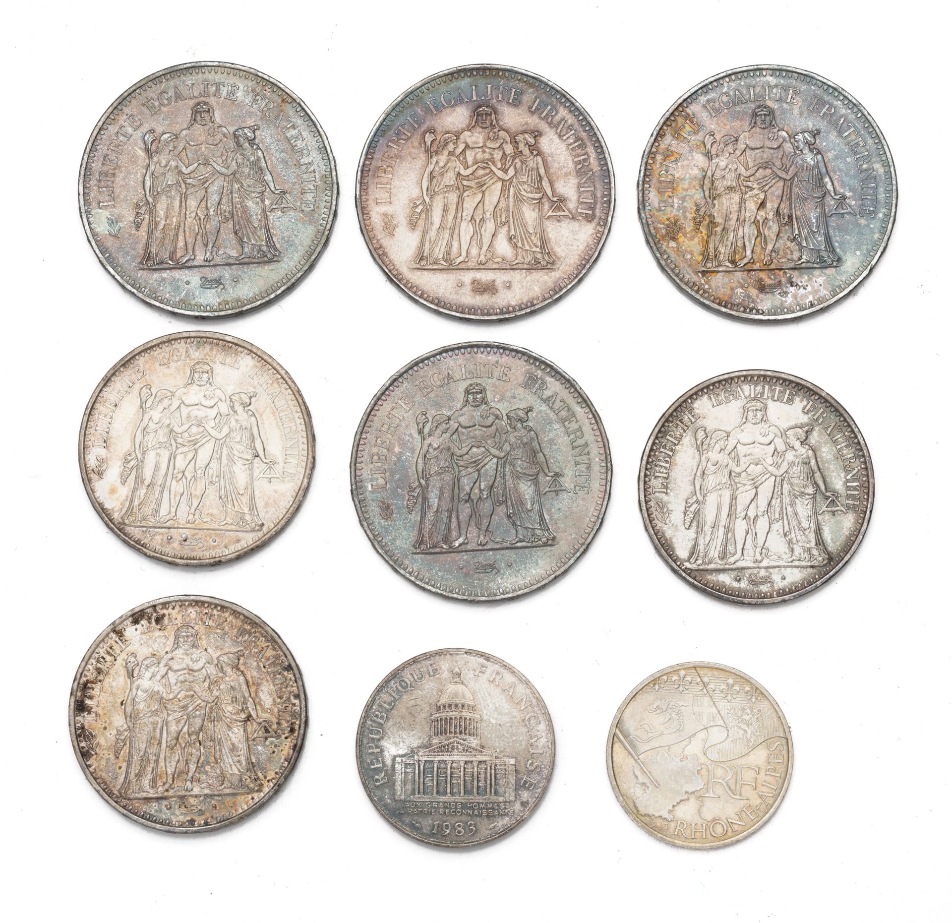 Null SILVER - French Republic
Set of various coins including : 
- 50 francs, Her&hellip;