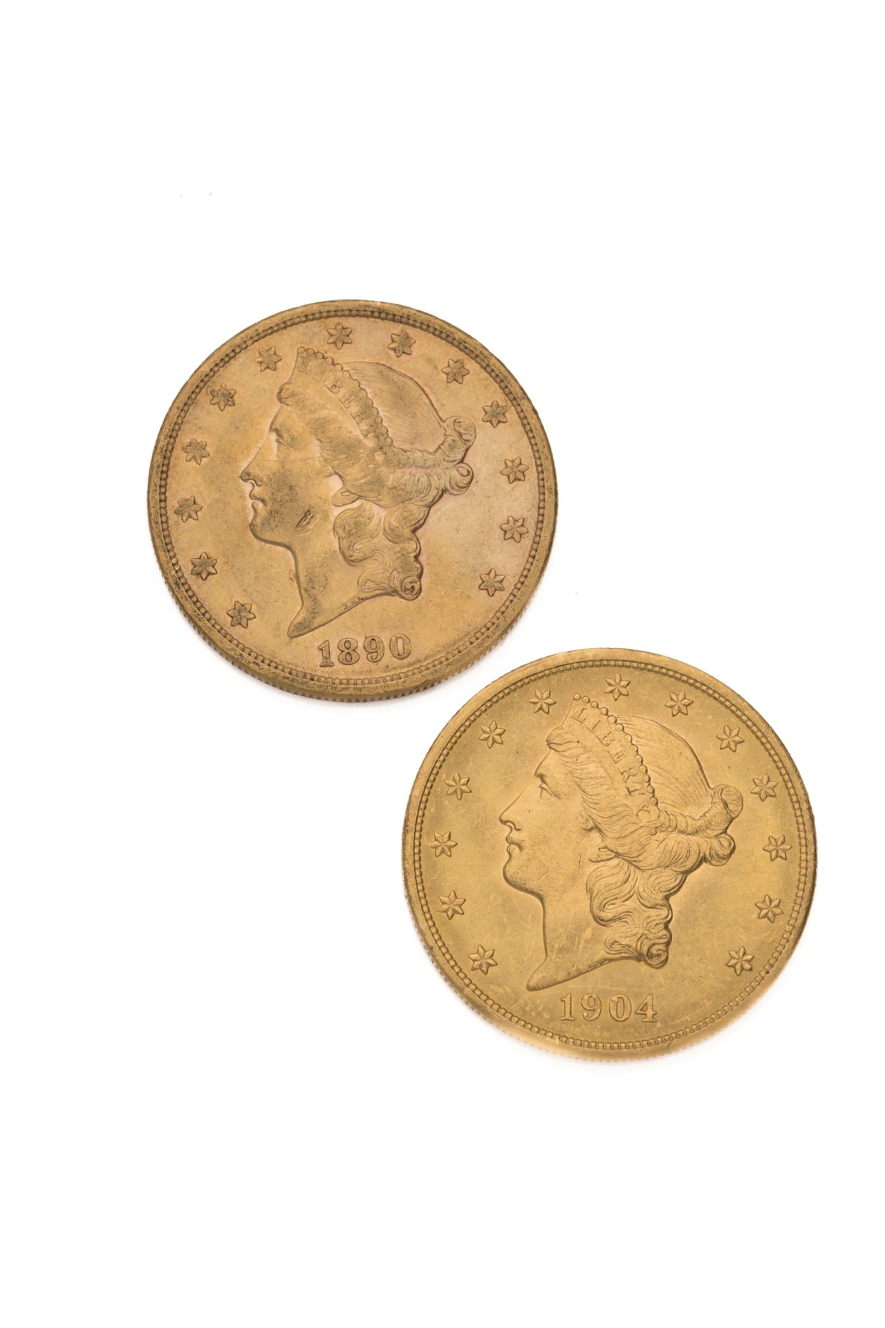 Null 美国
20金，自由型。2枚硬币。1890年和1904年。
重量：66,7克