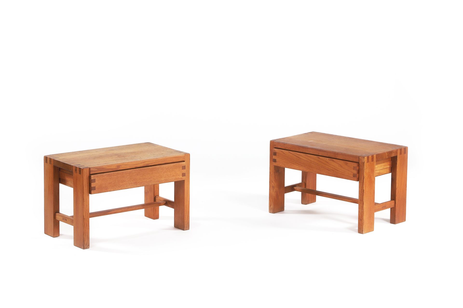 Null Pierre CHAPO (1927-1987) Pair of bedside tables called T07A Elm 35 x 55 x 3&hellip;