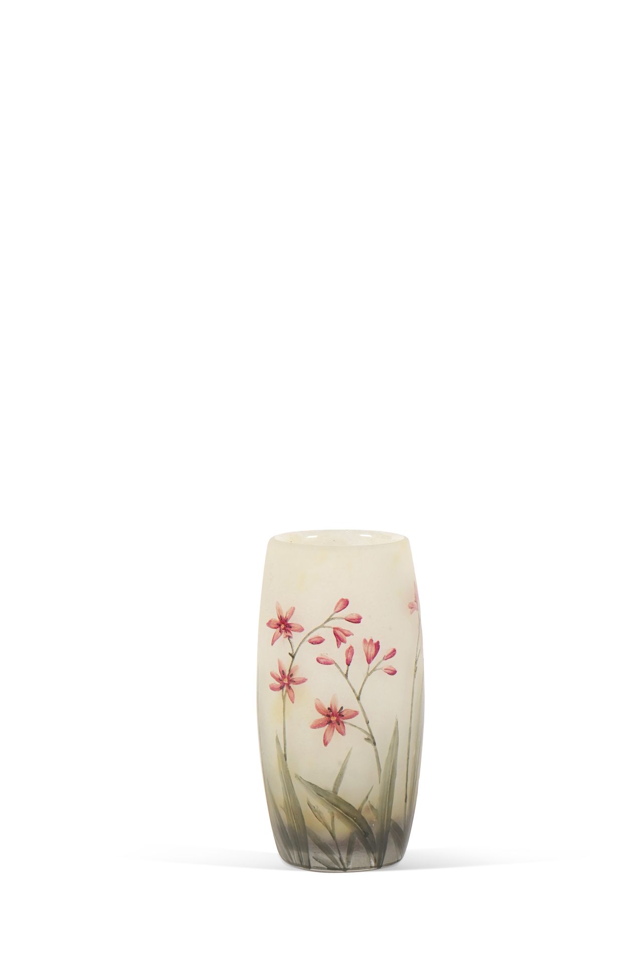Null DAUM NANCY Vase Säuregeätztes Glas Signiert H. 12.5 cm