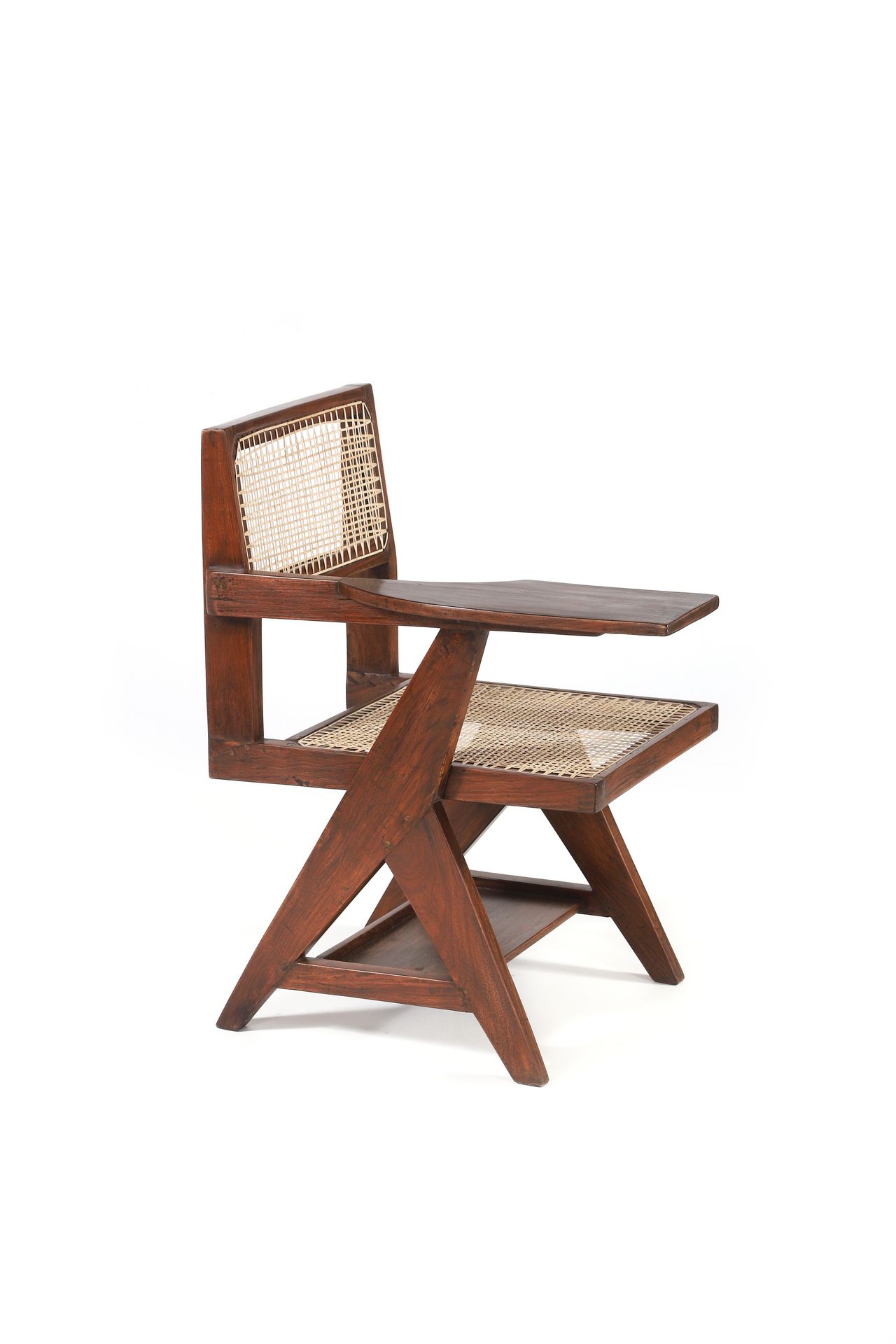Null Pierre Jeanneret (1896-1967) Stuhl genannt Classroom chair Teak, Rattanmark&hellip;