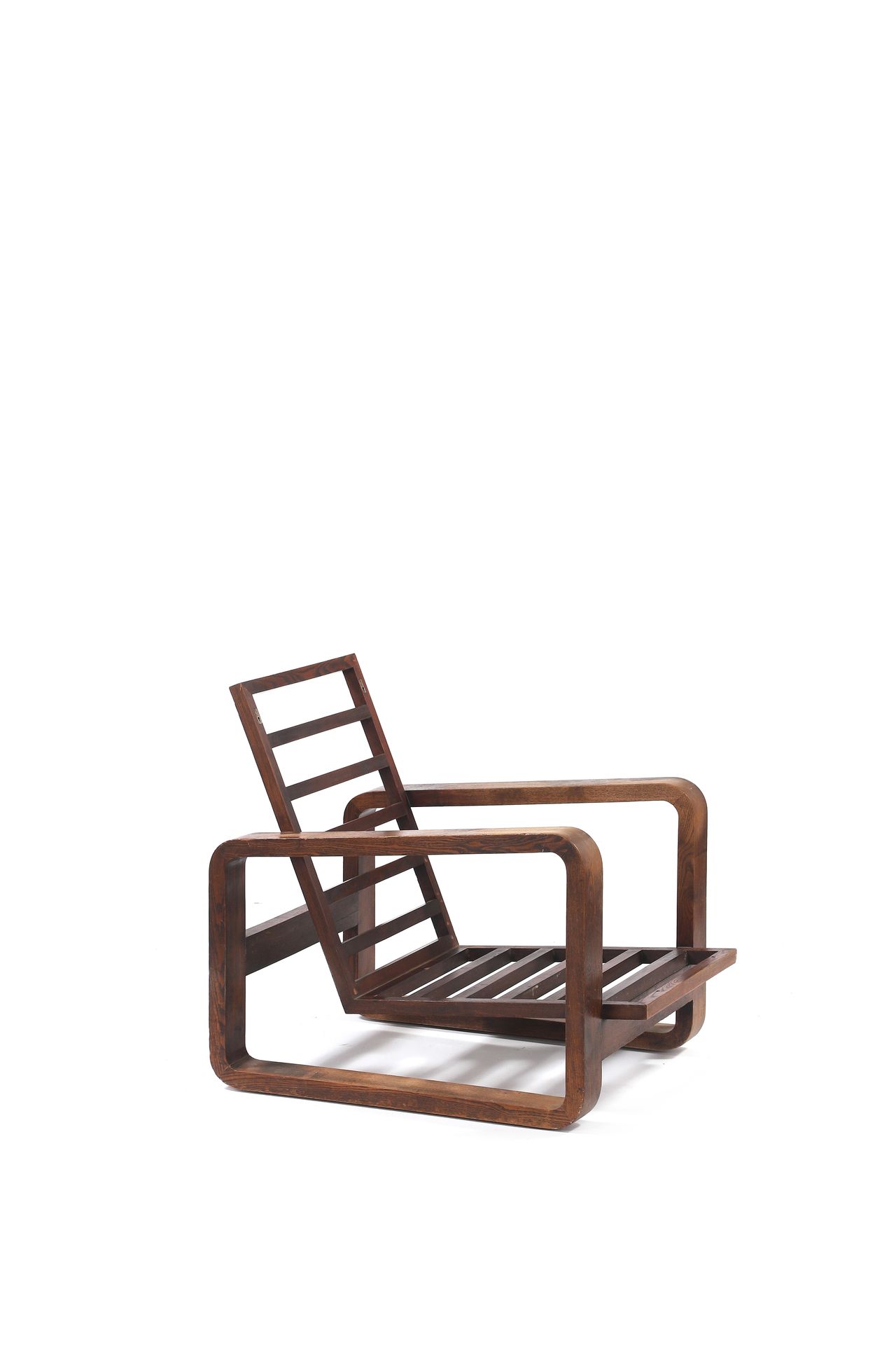 Null French work (XX) Oak armchair 81 x 71 x 83 cm. Circa 1955