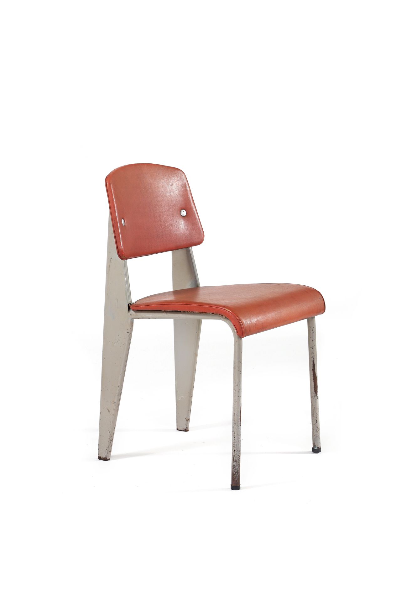 Null Jean PROUVÉ (1901-1984) Chair n°306 dite métropole Steel plate, imitation l&hellip;