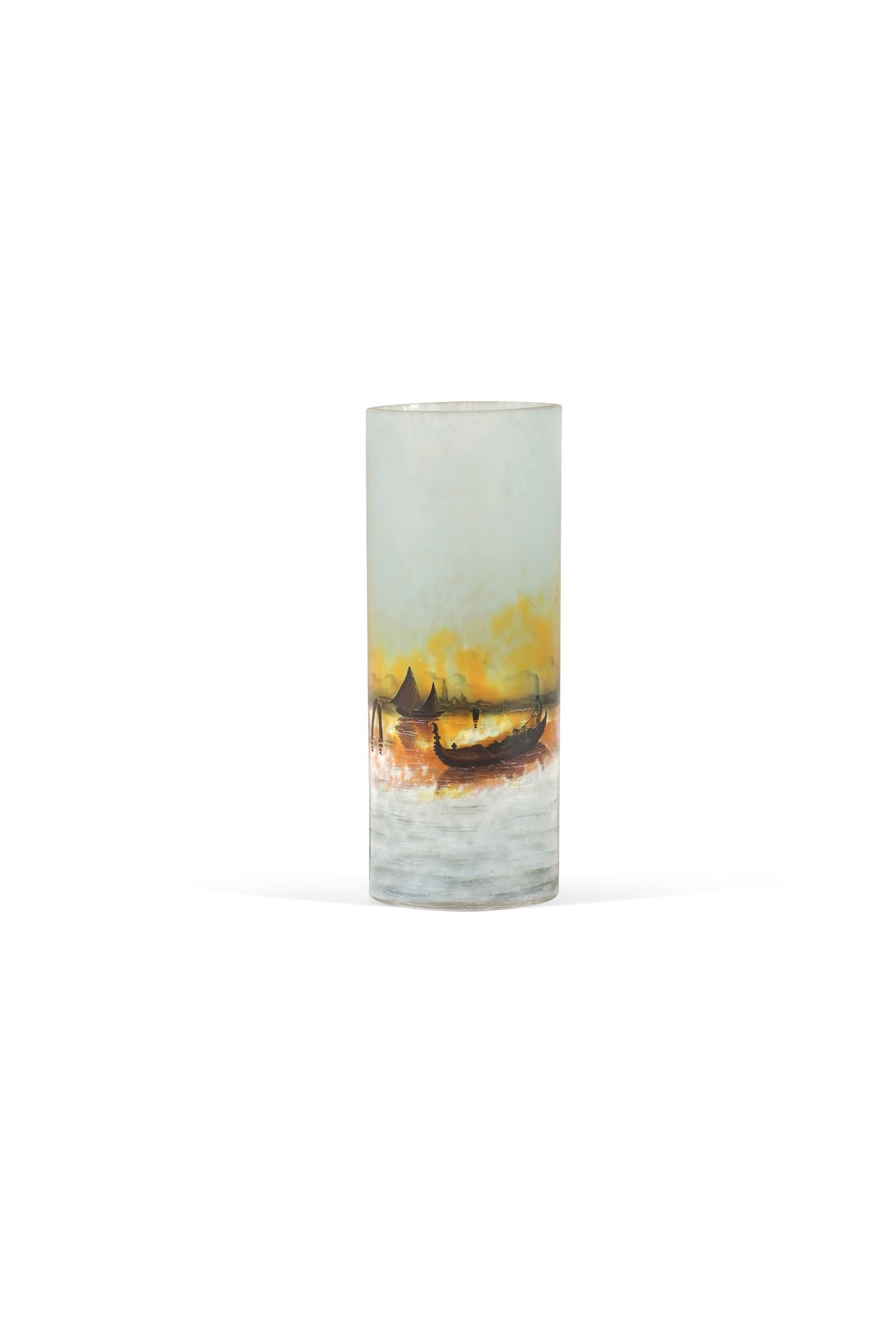 Null DAUM NANCY 名为威尼斯泻湖的花瓶 底座下有酸性蚀刻玻璃签名 高22厘米