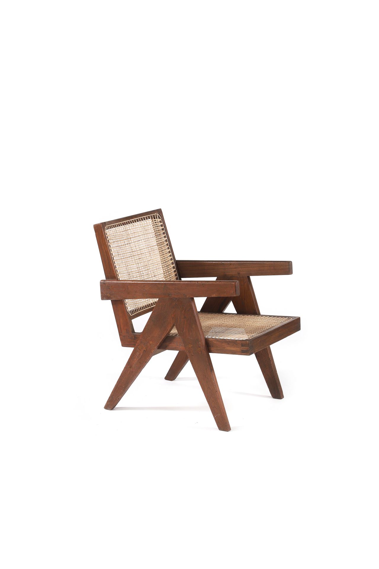 Null Pierre JEANNERET (1896-1967) Fauteuil dit Easy扶手椅 柚木，藤条 72 x 52 x 65 cm.约19&hellip;