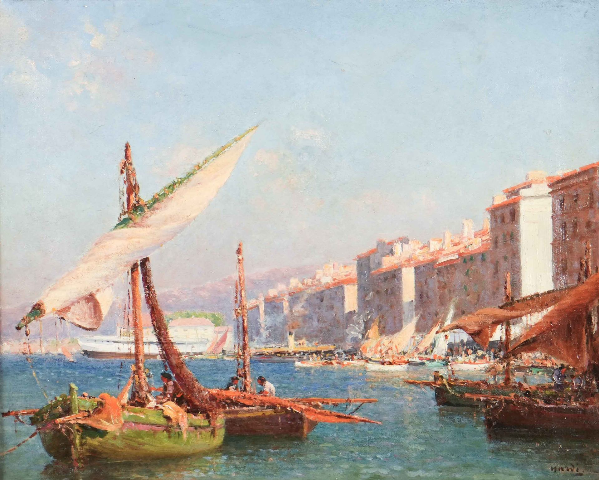 Null François NARDI (1861-1936)
Le port de Toulon
Huile sur toile
Signée en bas &hellip;