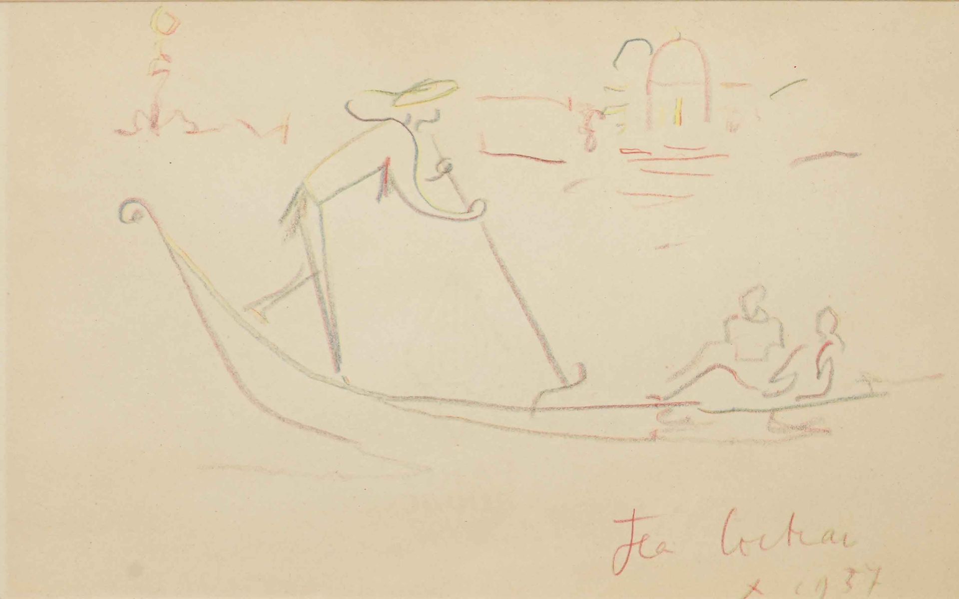 Null Jean COCTEAU (1889-1963)
Gondoles à Venise. 1937
Crayon
Signé et daté en ba&hellip;