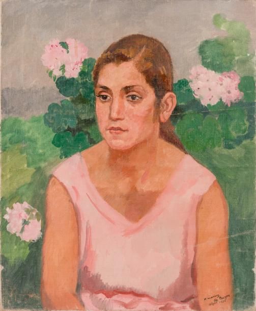 Null Frédéric Marius de BUZON (1879-1958) Portrait de femme. 1936. Huile sur toi&hellip;