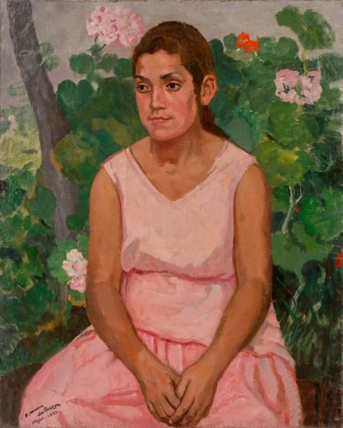 Null Frédéric Marius de BUZON (1879-1958) Jeune Algéroise à la robe rose. 1934. &hellip;