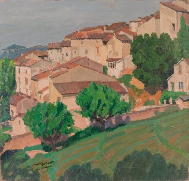 Null Frédéric Marius de BUZON (1879-1958) Vue du village de Villecroze. Huile su&hellip;
