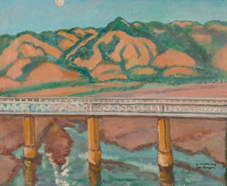 Null Frédéric Marius de BUZON (1879-1958) Le pont sur l’oued Damous, Dupleix. Hu&hellip;