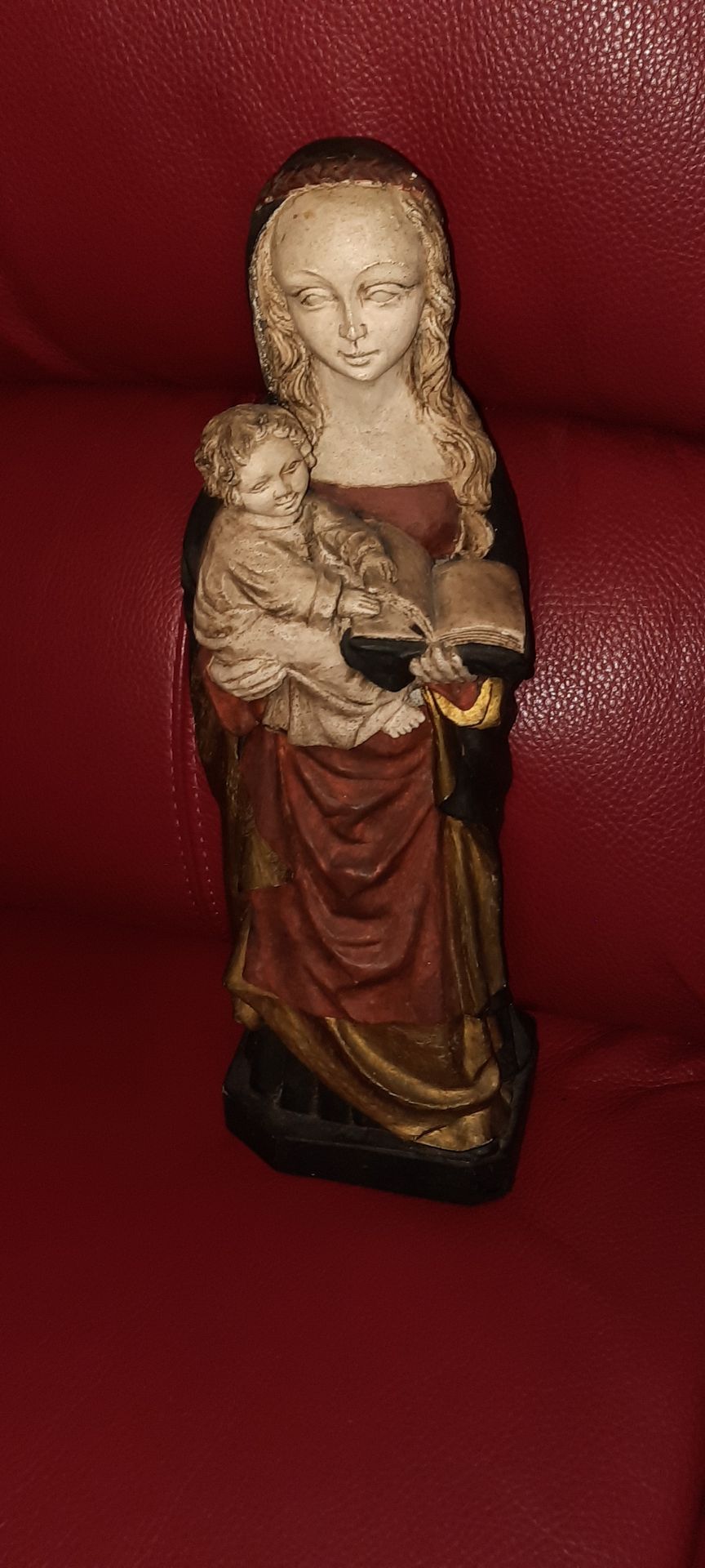 Null Vierge à l'enfant, statuette en pierre reconstituée et plâtre signé JL Dela&hellip;