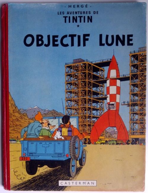 Null Hergé, Tintin, Objectif Lune (B8), Erstausgabe 1953, sehr guter Zustand