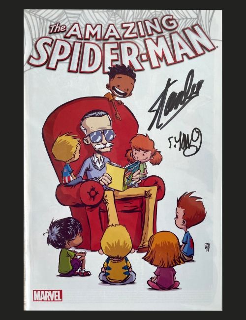 Null MARVEL, The Amazing Spiderman "Grandpa Stan" signed by Stan Lee and Skottie&hellip;