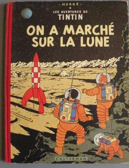 Null Hergé, Tintín, On a marché sur la Lune (B11), edición original de 1954, lig&hellip;