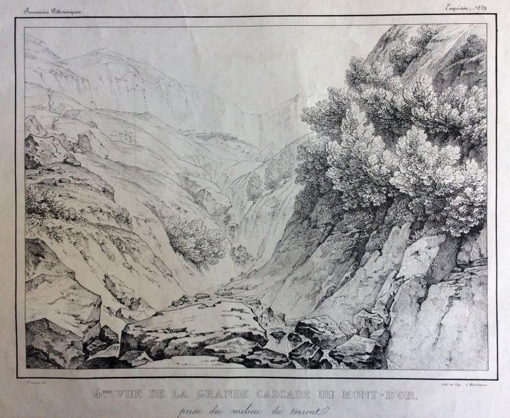 [Auvergne] Pierre Lacour « 4eme VUE DE LA GRANDE CASCADE DU MONT D'OR » (1827) 
&hellip;