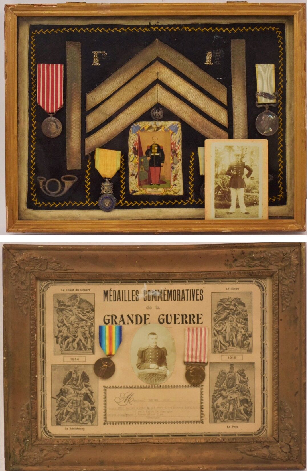Null [MILITARIA]

第二帝国伏尔泰的纪念框，包含一枚意大利战役纪念章和一枚带塞巴斯托波尔条的克里米亚战役英国勋章，一枚军功章和另一枚奖章。蓝布背&hellip;