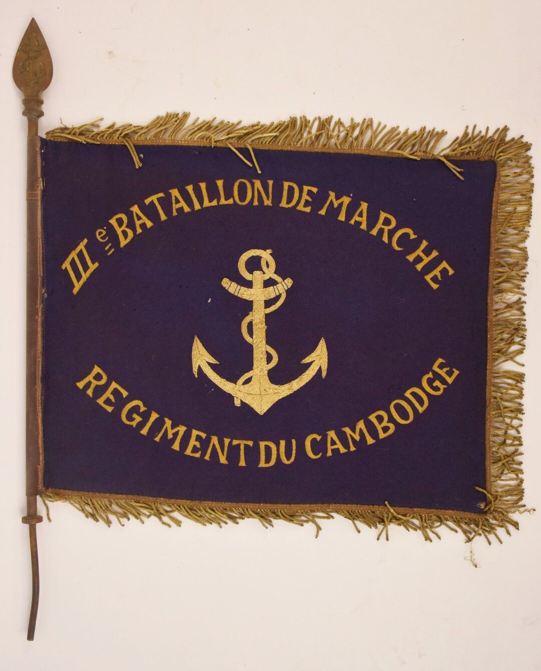 Null Fanion rectangulaire biface à franges du IIIe Bataillon de marche, Régiment&hellip;
