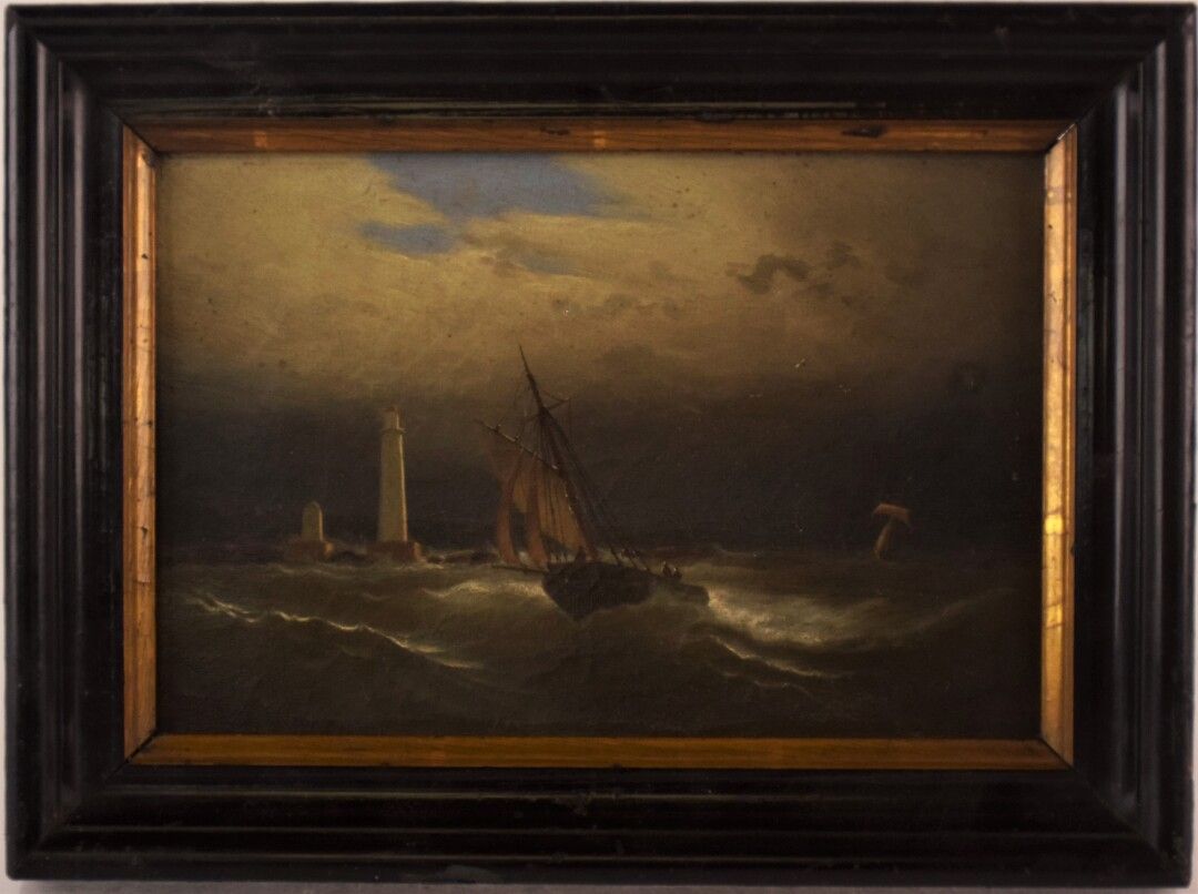 Null Scuola francese Fine del XIX secolo

"Barche a vela e faro

Olio su tela (m&hellip;