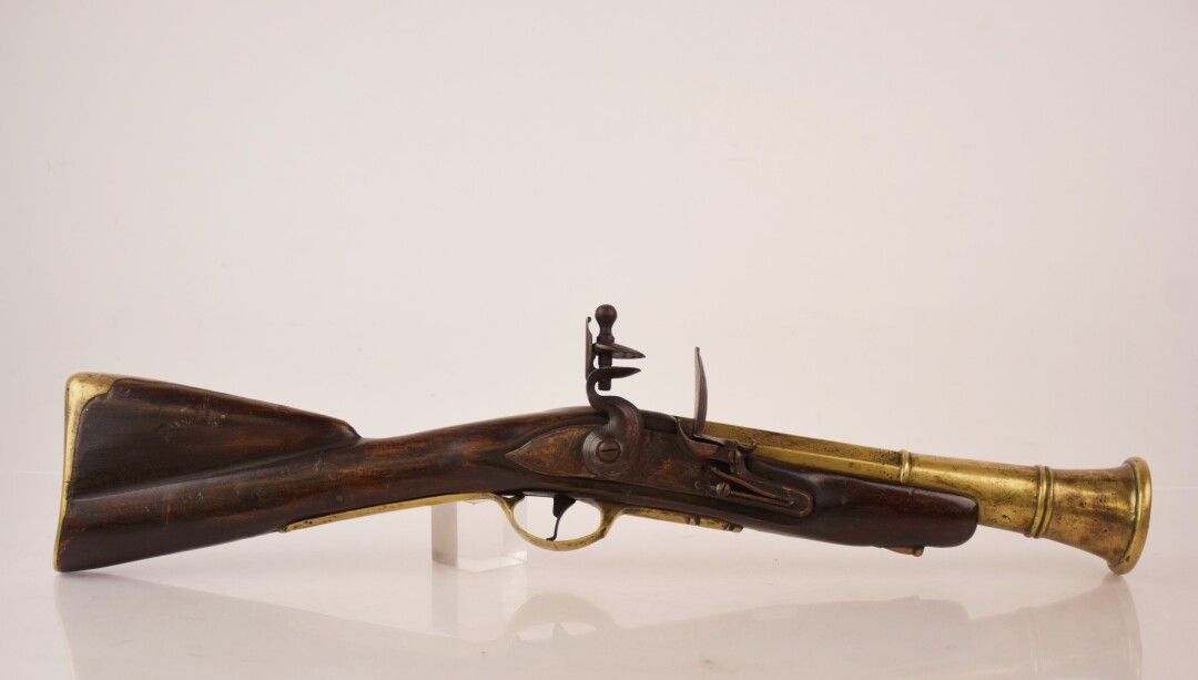 Null Small flintlock rifle called "tromblon" with round barrel in bronze with th&hellip;