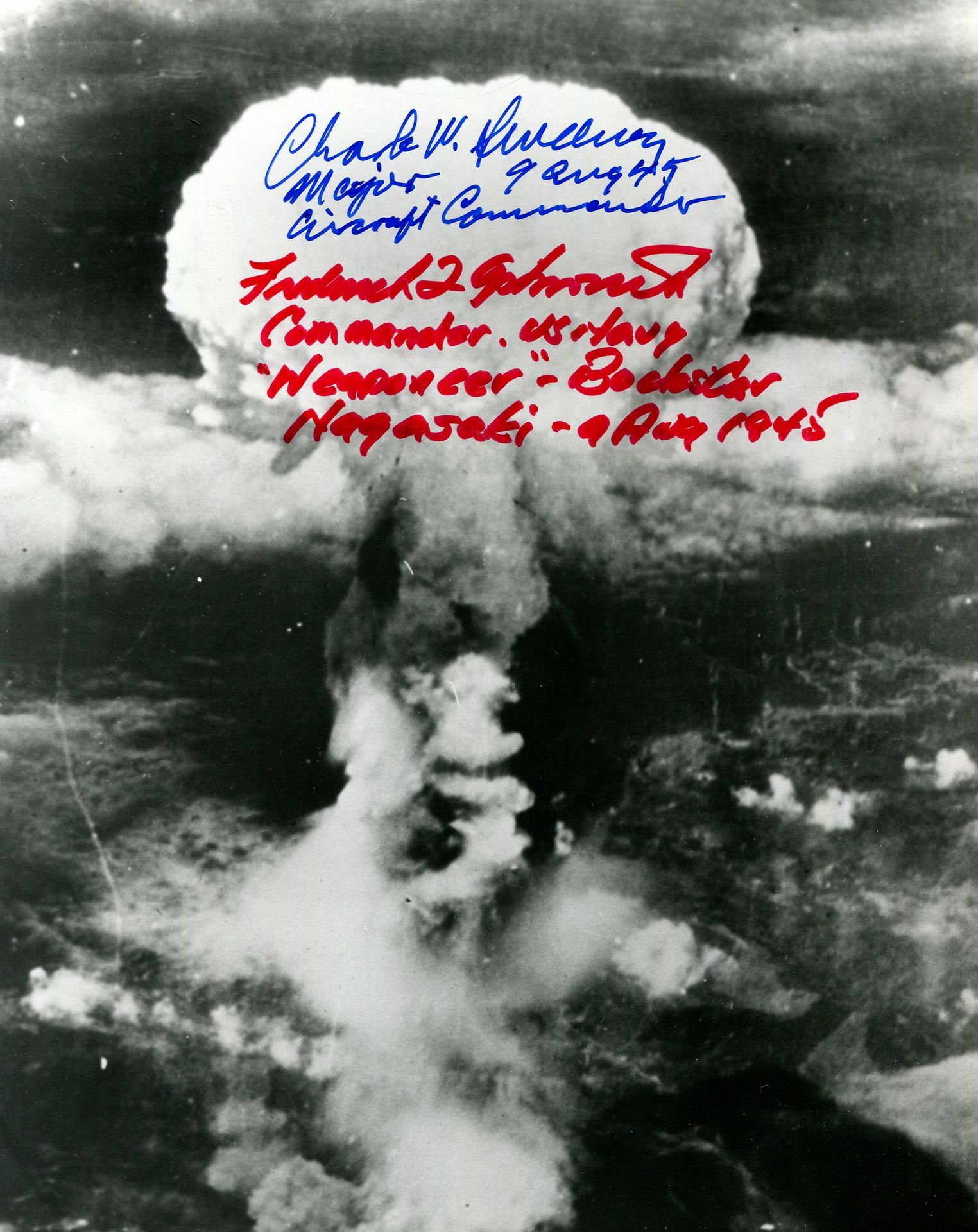 Null BOCKSCAR: Signed 8 x 10 photograph by two crew members of the Bockscar B-29&hellip;
