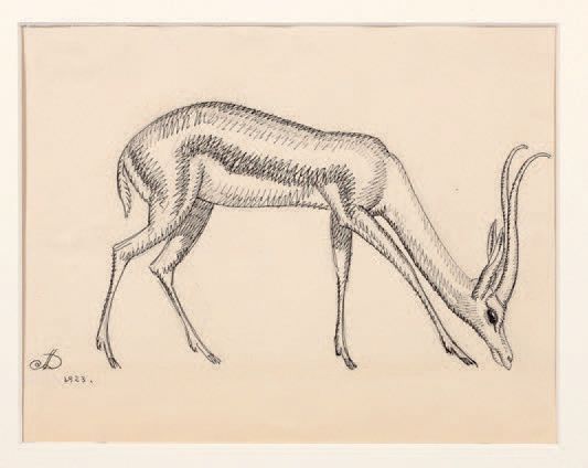 DUPAS Jean (1882 - 1964) + Antilope
Dessin à l'encre de Chine monogrammé et daté&hellip;