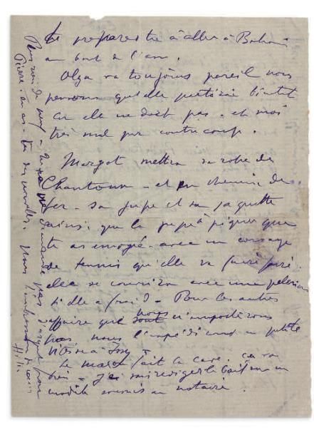 MATISSE Henri (1869 - 1954) L.A.S. «H.M.», Lundi [1911 ?], à SA FEMME AMÉLIE; 2 &hellip;