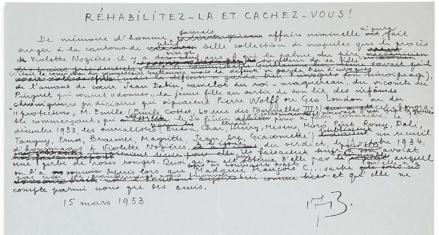 BRETON André (1896-1966) 
Réhabilitez-la et cachez-vous!, manuscrit autographe s&hellip;