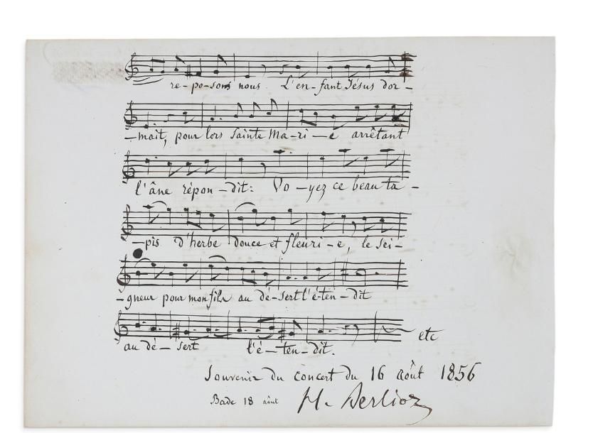 BERLIOZ Hector (1803-1869) MANUSCRIT MUSICAL autographe signé, extrait de L'Enfa&hellip;