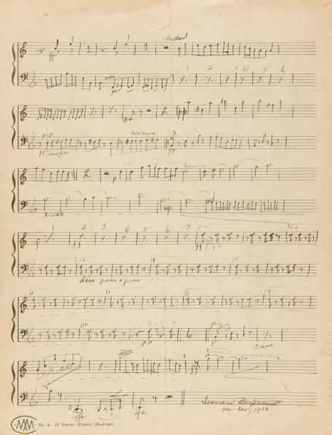 Null BERNSTEIN Leonard (1918-1990).
MANUSCRIT MUSICAL autographe signé, Trio op.&hellip;