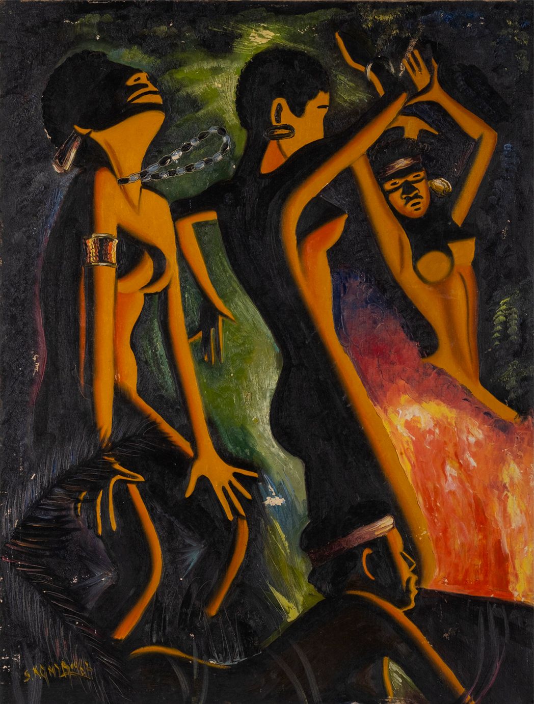 S.Konzambi Gemälde Öl auf Leinwand 1967, signiert, 80 x 60 cm. Die Künstlerin pr&hellip;