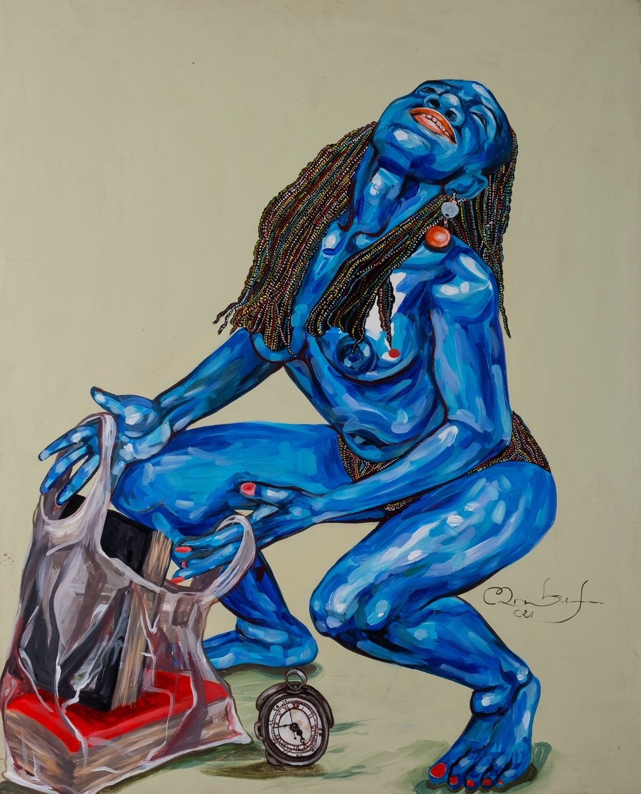 Falonne Mambu (1991. Lives and works in Kinshasa, DRC) 画在画布上的丙烯酸 2021年，签名，100 x &hellip;