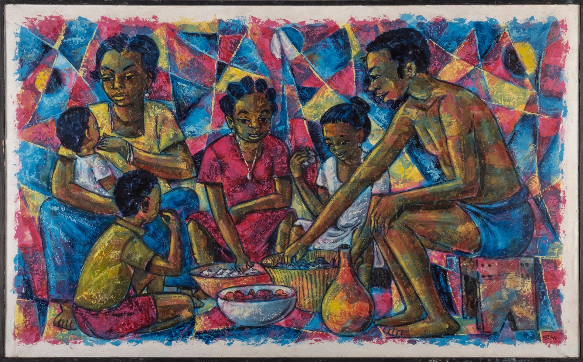 KUKU 布面油画，1982年，签名，70 x 115厘米。在库库进入学院之前，他的艺术被认为是与生俱来的天赋，受到了刚果画家多姆（Domanuel）的鼓励，多&hellip;