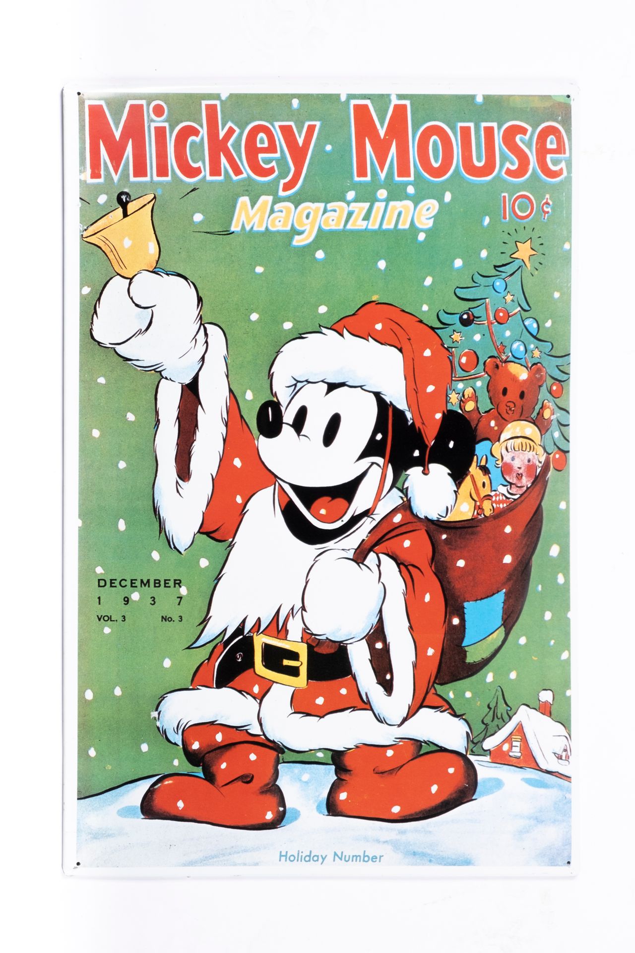 Walt Disney ( 1901 - 1966 ) Mickey Mouse Magazine (plaque métal embouti)