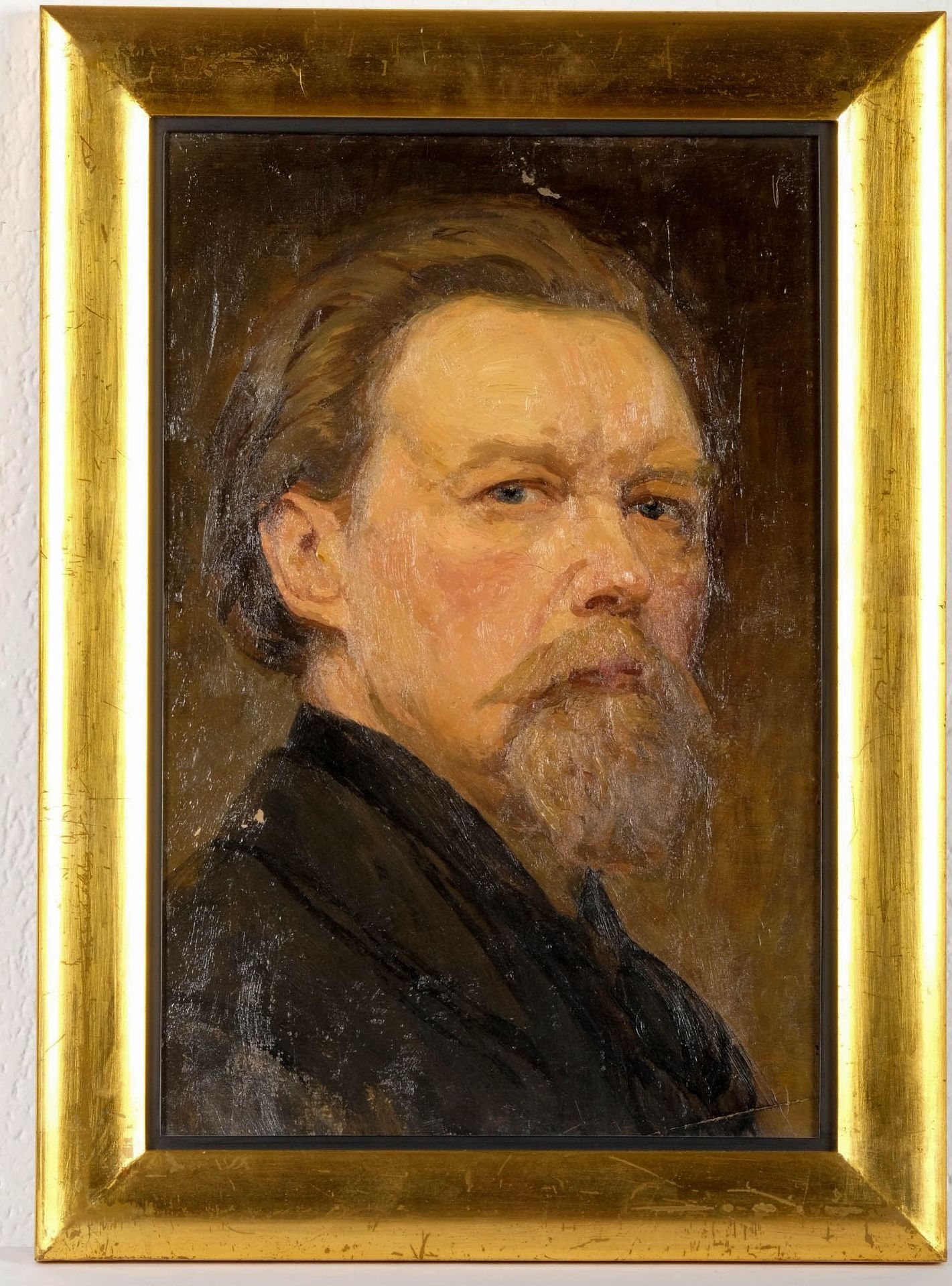Peinture, école russe Portrait of Tolstoi, oil on cardboard. 40 X 26 cm
