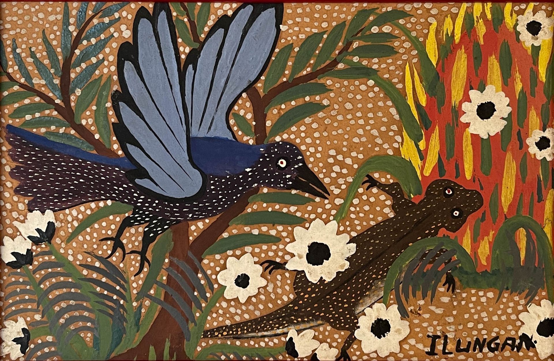 Norbert ILUNGA (Early 20th, ?) Ohne Titel (Tiere). Malerei auf Isorel-Panel. 12,&hellip;